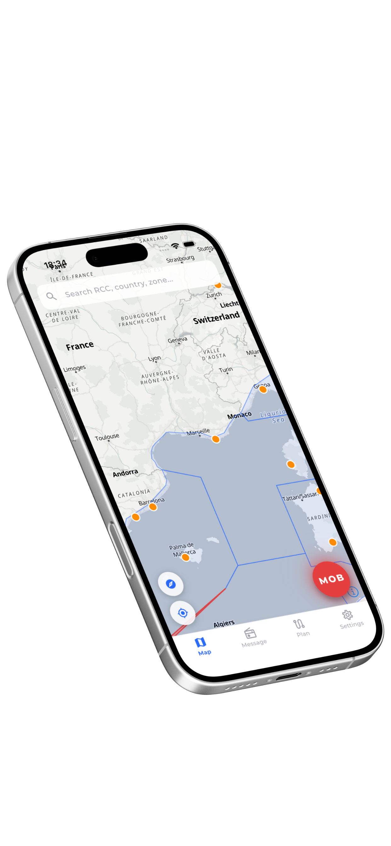 CH16 maritime safety app mockup